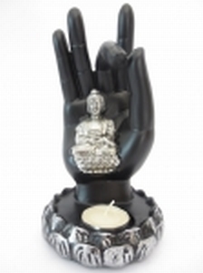 Wierookhouder Zwarte Boeddha Hand zwart
