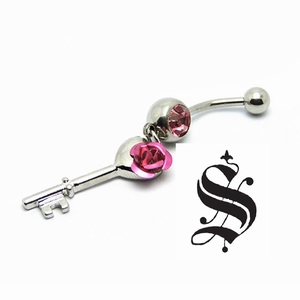 Sleutel met bloem roze