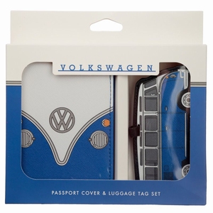 VW T1 Volkswagen Busje  Paspoorthouder en Kofferlabel Blauw